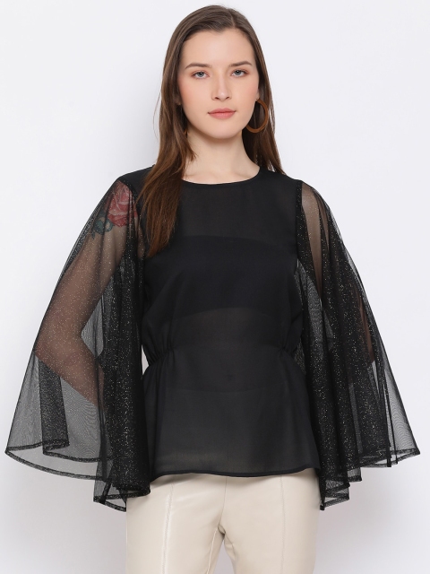 

ALL WAYS YOU Women Black Solid Cape Top