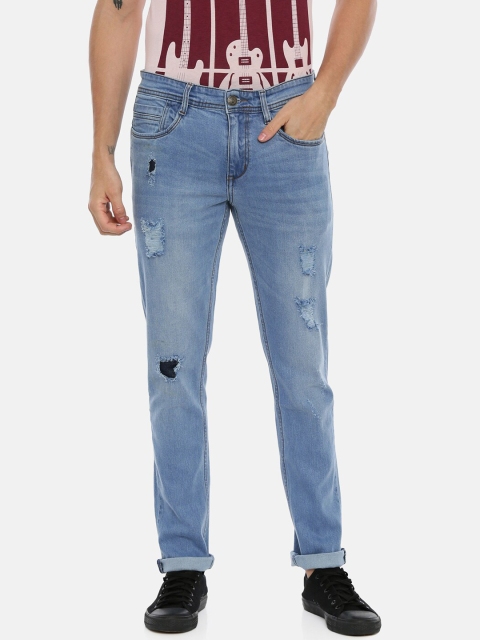 

IMYOUNG Men Blue Slim Fit Mid-Rise Mildly Distressed Stretchable Jeans