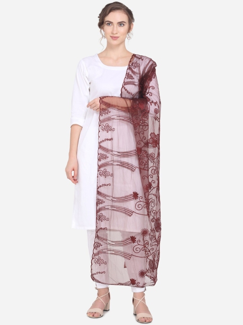

mf Brown Embroidered Dupatta