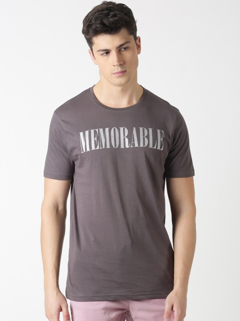 

Blue Saint Men Grey & White Printed T-shirt