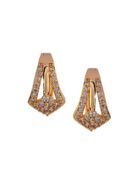

ANIKAS CREATION Gold & White Circular Hoop Earrings