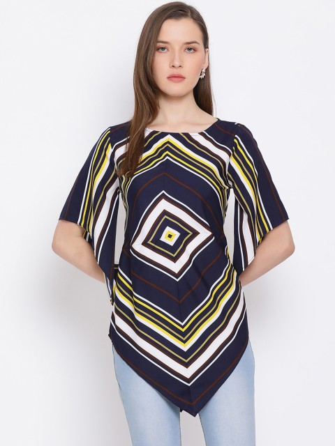 

ALL WAYS YOU Women Navy Blue Printed Kaftan Top