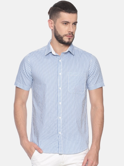 

IVOC Men Blue & White Regular Fit Striped Casual Shirt