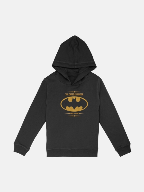 

Kids Ville Boys Black Printed Hooded Sweatshirt
