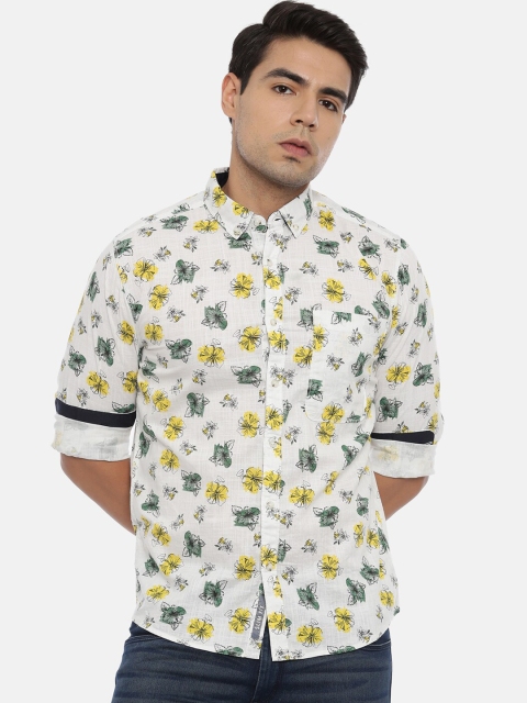

IVOC Men White Slim Fit Printed Casual Shirt