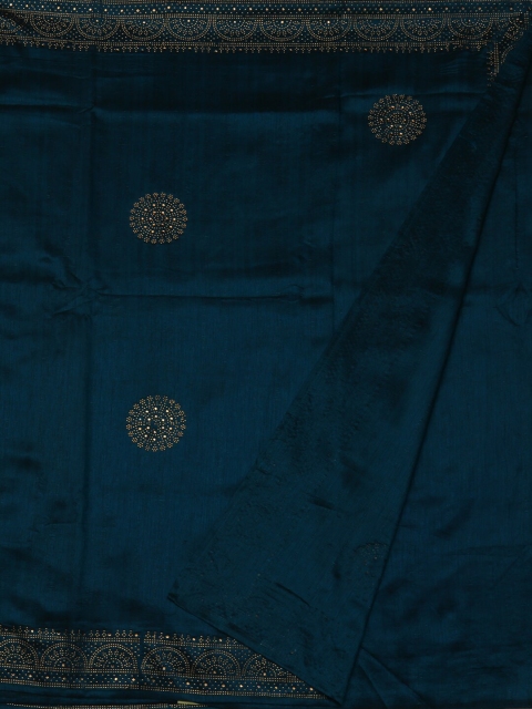 

Pothys Blue & Gold-Coloured Poly Georgette Embellished Saree