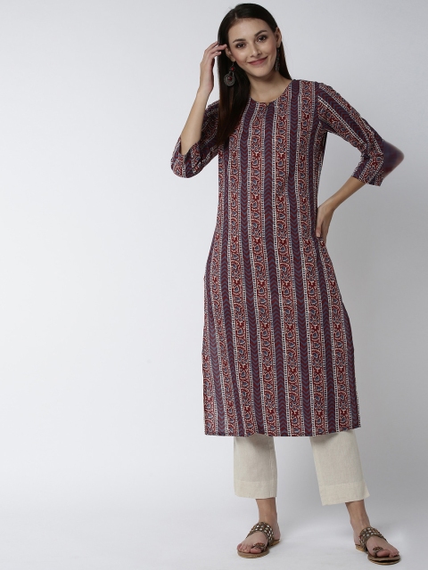 

Soch Women Maroon Printed A-Line Kurta