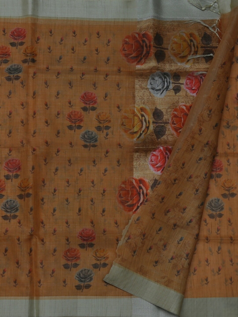 

Pothys Brown & Grey Tissue Printed Saree