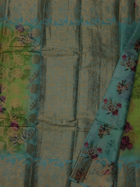 

Pothys Green & Blue Pure Silk Woven Design Tussar Saree