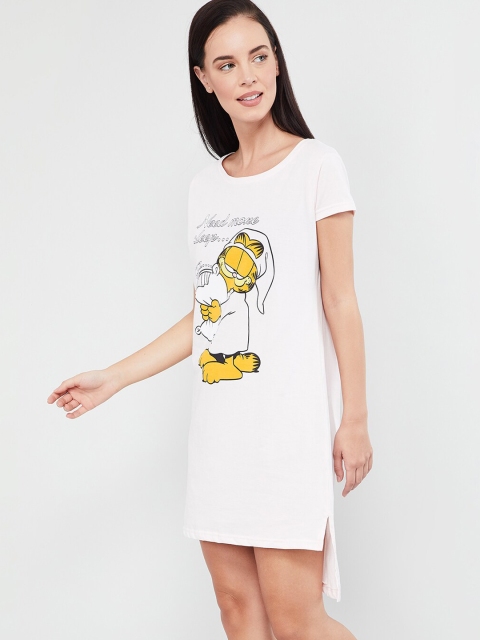 

max Women White Printed Sleep Shirt