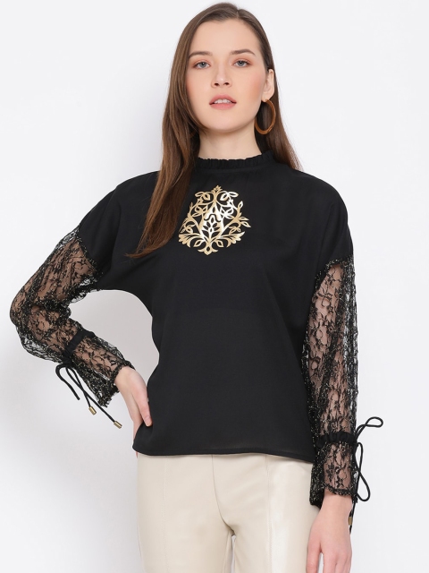 

ALL WAYS YOU Women Black Self Design Top