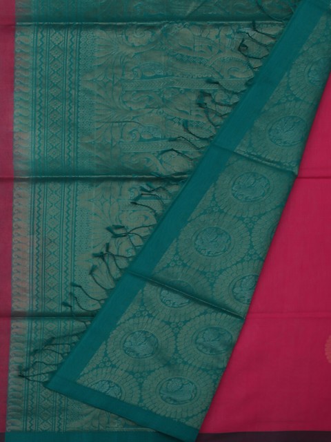 

Pothys Pink & Green Silk Cotton Woven Design Saree