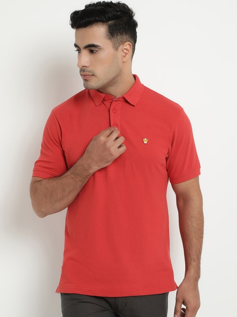 

COBB Men Rust Red Solid Polo Collar T-shirt
