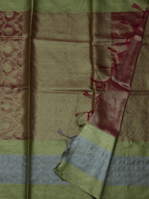 

Pothys Green & Maroon Tissue Woven Design Saree
