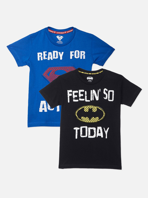 

Kids Ville Boys Pack of 2 Printed Round Neck T-shirt, Blue