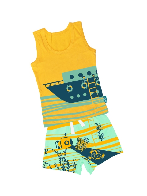 

You Got Plan B Boys Yellow & Blue Printed T-shirt with Shorts