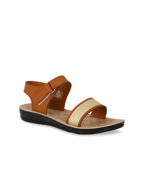

Bubblegummers Girls Brown Solid PU Open Toe Flats