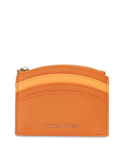 

CHARLES & KEITH Women Orange Solid Zip Around Wallet