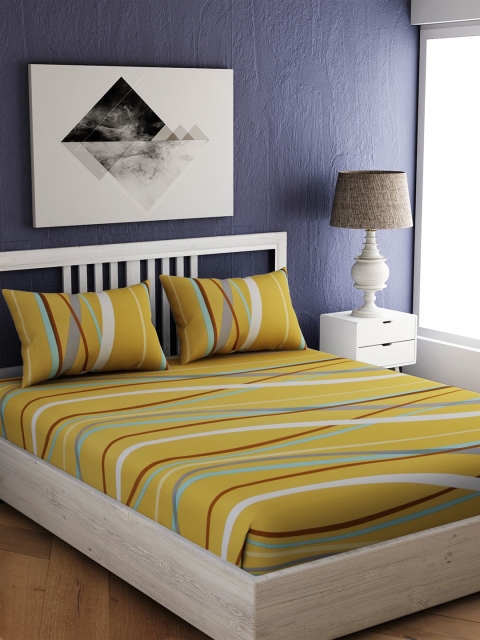 

EverHOME Green Abstract 210 TC Cotton 1 Queen Bedsheet with 2 Pillow Covers