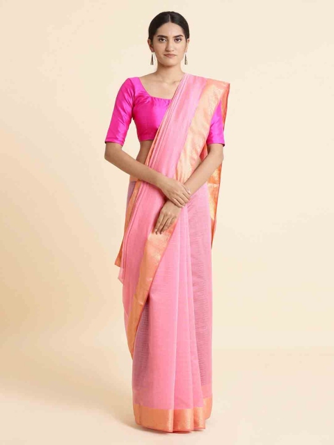 

Taneira Pink Handwoven Maheshwari Sustainable Saree