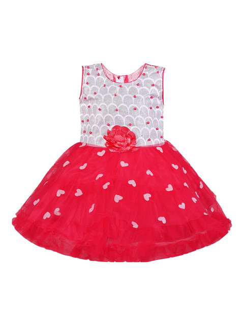 

Wish Karo Girls Red Printed Fit and Flare Dress