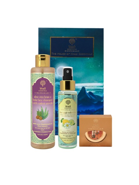 

KHADI ESSENTIALS Festive Edit Face Care Gift Box- Silhouette 350 ml, Blue