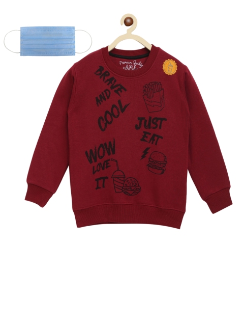 

Lil Tomatoes Boys Maroon & Black Printed Sweatshirt