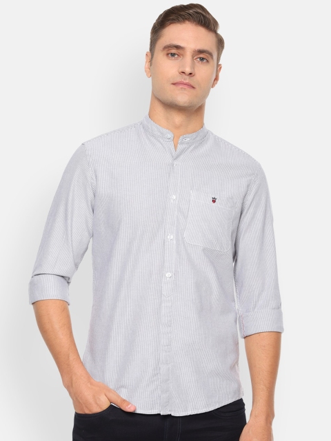 

Louis Philippe Jeans Men Grey Slim Fit Striped Casual Shirt