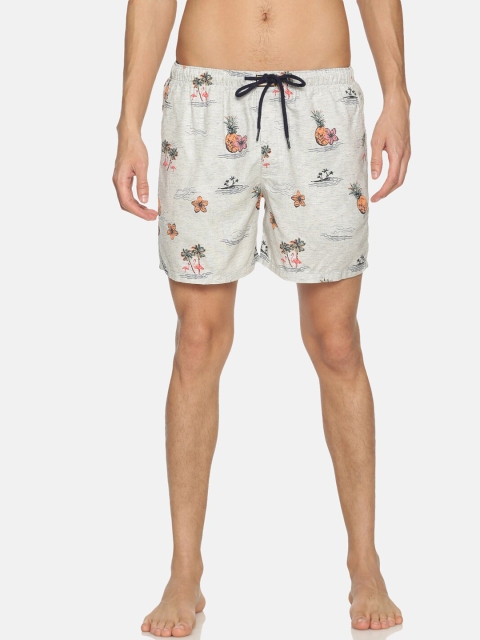 Bene Kleed Men Grey Melange & Orange Printed Anti-Bacterial Pure Cotton Boxers
