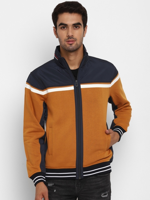 

Octave Men Tan Brown & Navy Blue Colourblocked Sweatshirt