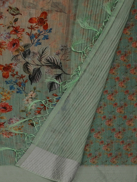

Pothys Green Printed Art Silk Saree
