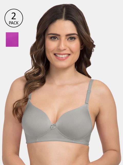 

Tweens Pack Of 2 Solid Non-Wired Lightly Padded Everyday Bra TW-9199-GRY-2PC-PUR-30B, Grey