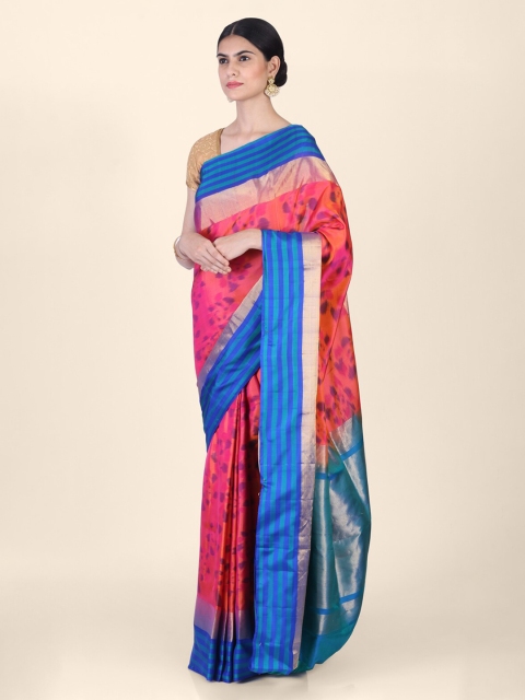 

Hastakala Pink & Blue Silk Blend Woven Design Patola Saree