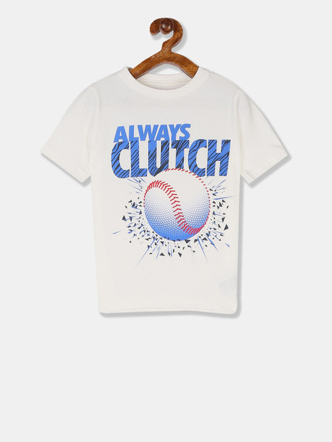 

GAP Boys White Printed Round Neck T-shirt