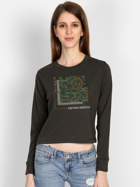 

Free Authority Women Brown Captain America Printed Crop Sweatshirt