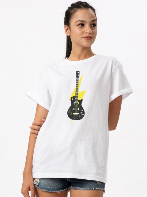 

Bewakoof Women White Printed Round Neck T-shirt