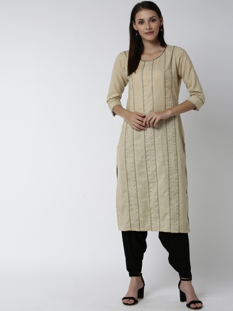 

Soch Women Beige Printed Straight Kurta