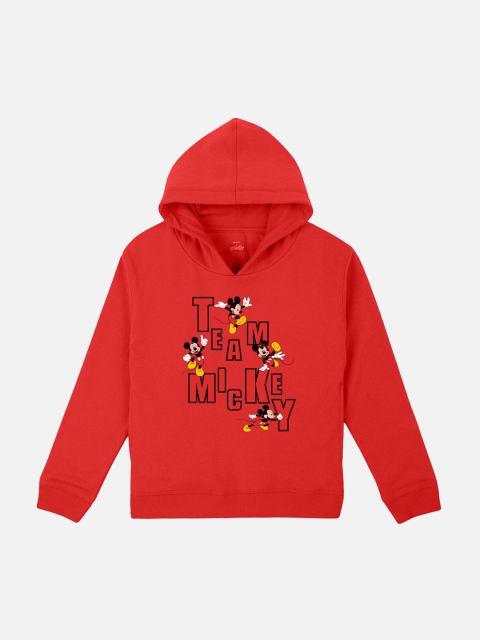 

Kids Ville Boys Red Mickey & Friends Printed Hooded Sweatshirt