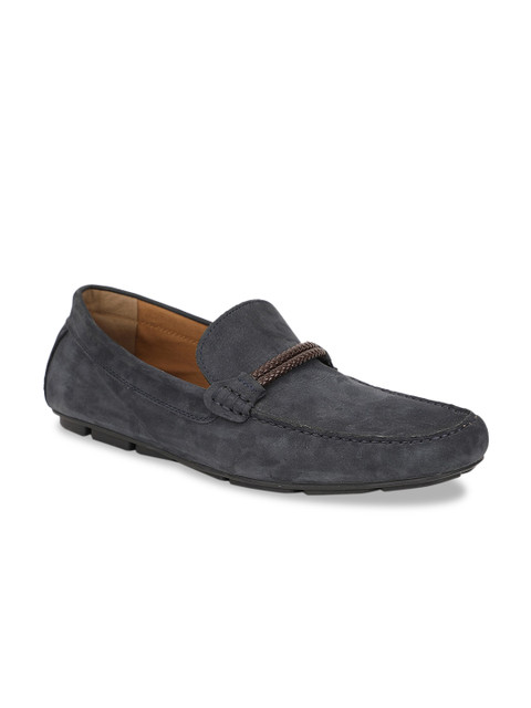 

ALDO Men Navy Blue Solid Leather Loafers
