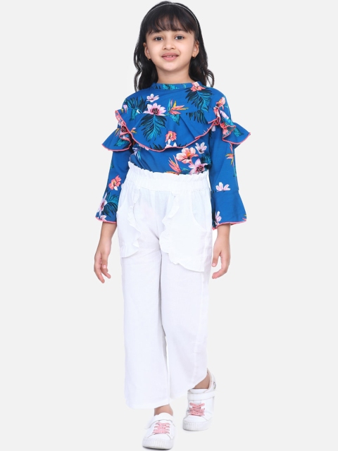 

Cutiekins Girls Blue & White Printed Top with Palazzos