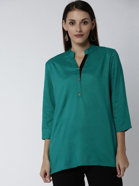 

Soch Teal Solid Pure Cotton Tunic, Green