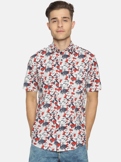 

Bene Kleed Men White & Red Regular Fit Floral Print Casual Shirt