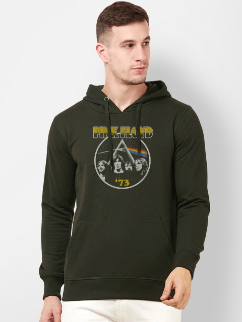 

Free Authority Men Olive Green Printed Hooded Sweatshirt