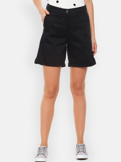 

Van Heusen Woman Women Black Solid Regular Fit Regular Shorts