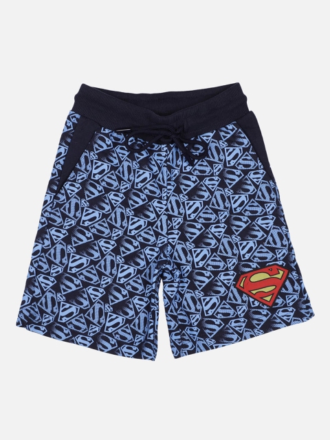 

Kids Ville Boys Navy Blue Superman Printed Regular Shorts