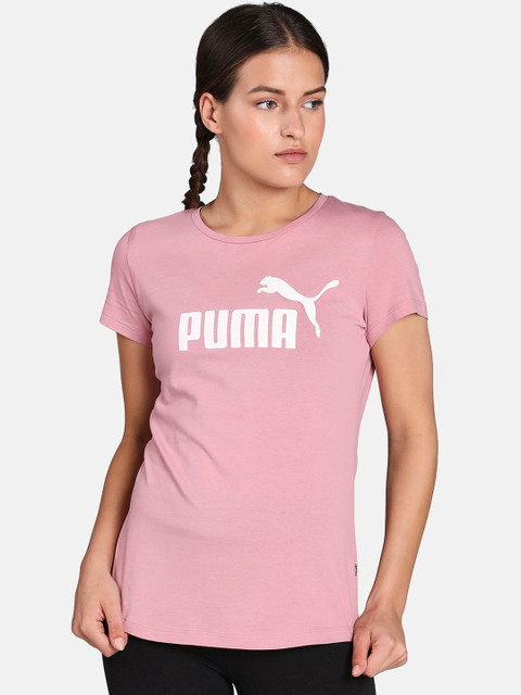 

Puma Women Pink Essentials Printed Round Neck T-shirt