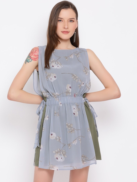 

ALL WAYS YOU Women Grey Printed Fit and Flare Dress