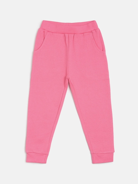 

MINI KLUB Girls Pink Solid Straight-Fit Joggers