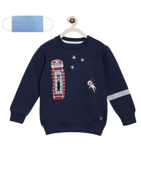 

Lil Tomatoes Boys Navy Blue Printed Sweatshirt