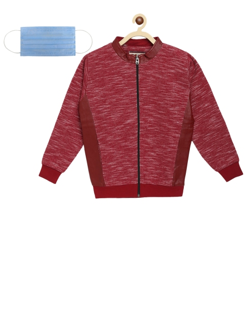 

Lil Tomatoes Boys Maroon Solid Lightweight Bomber Jacket